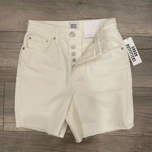 BDG white cutoff boyfriend shorts